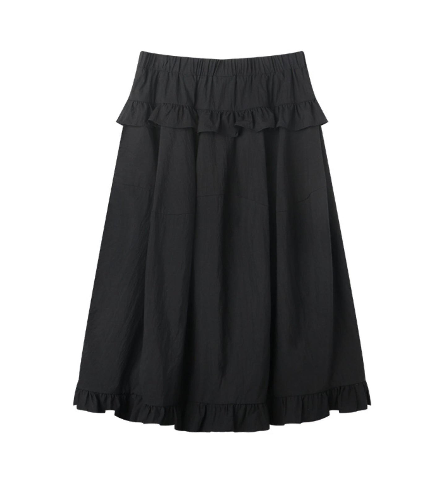 Ruffled Midi A-line Umbrella Skirt