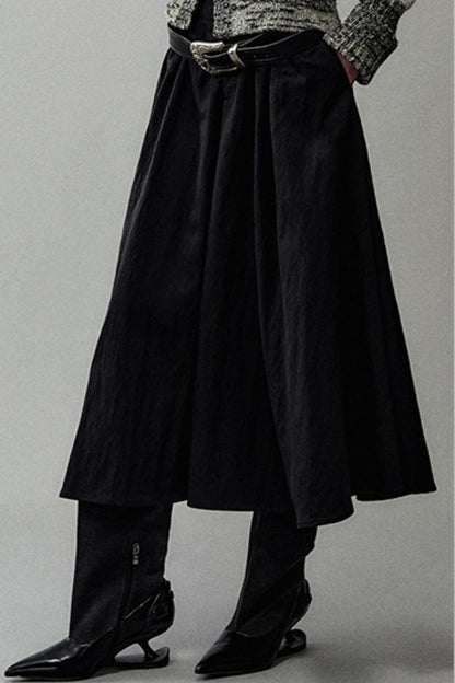 Pleated Pearlescent A-Swing Skirt