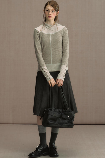 Glutinous Half-Turtleneck Knit T-shirt