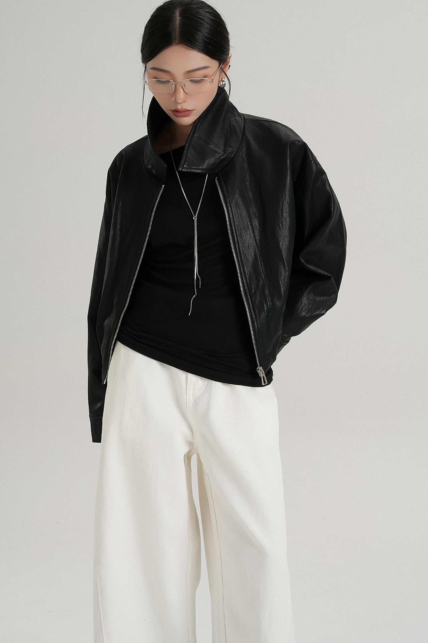 Cropped Leather Jacket