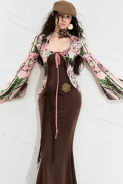 Color-Blocked Two-Piece Dress Set