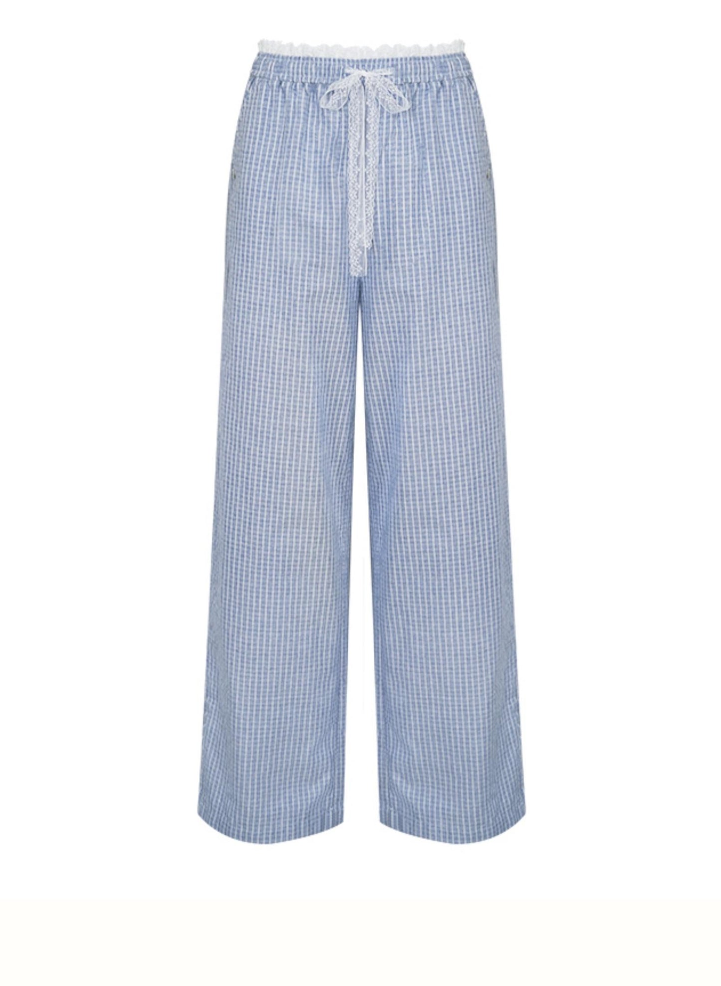 Lace-Trimmed Wide-Leg Trousers