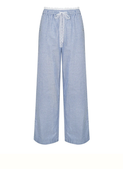 Lace-Trimmed Wide-Leg Trousers