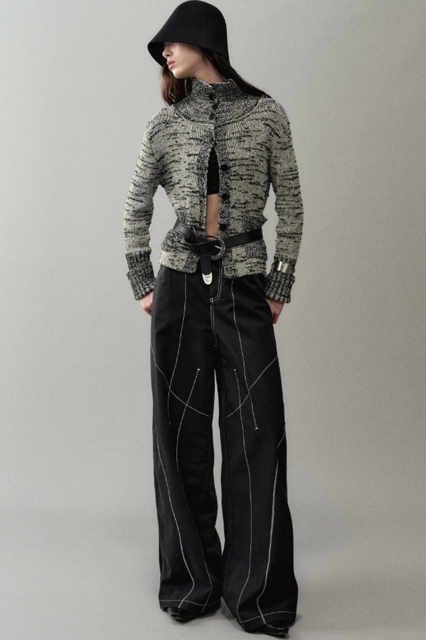 Ink Turtleneck Knitted Cardigan Jacket