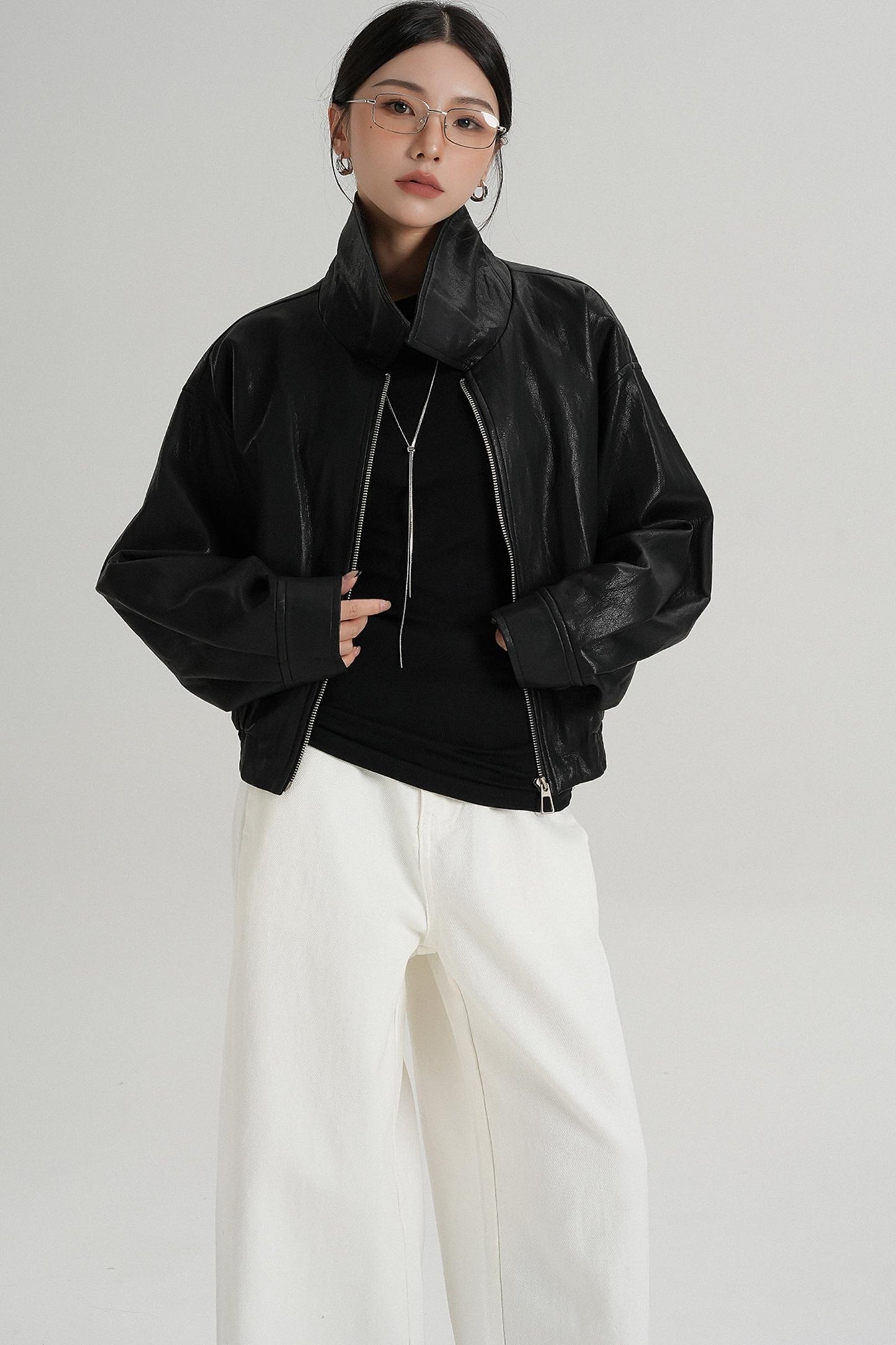 Cropped Leather Jacket