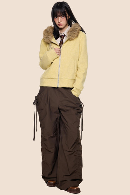 Autumn Fur Hooded Cardigan Jacket