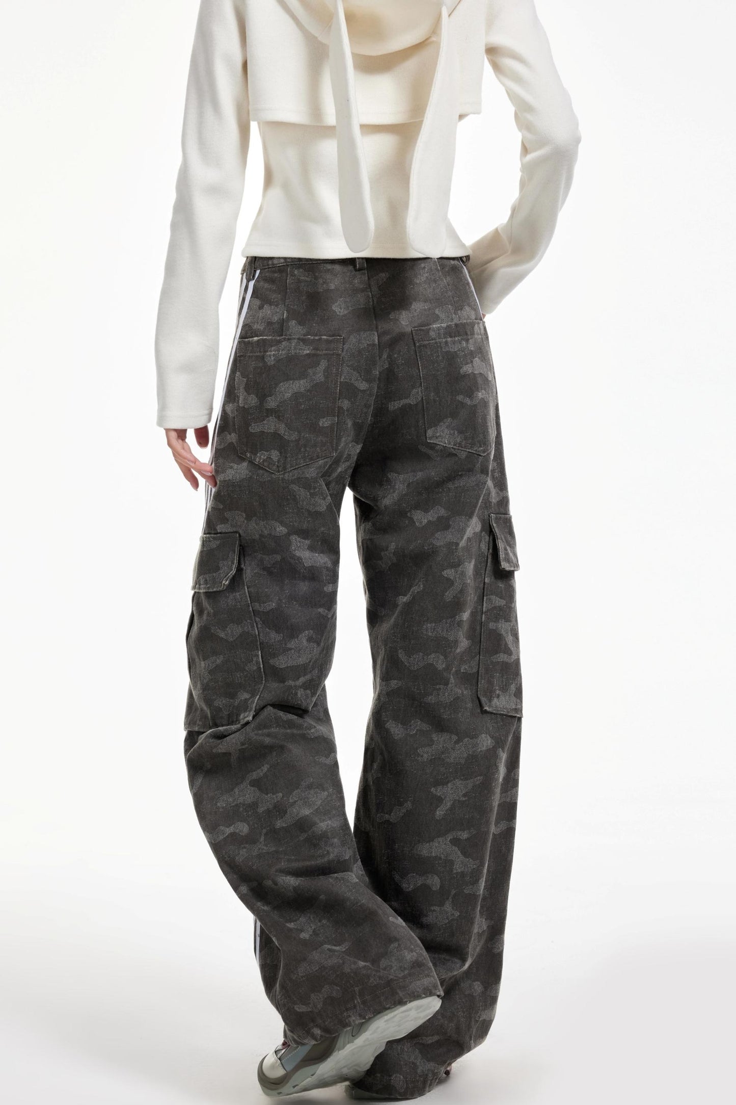 Gray Striped Cargo Pants