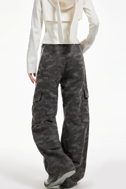 Gray Striped Cargo Pants