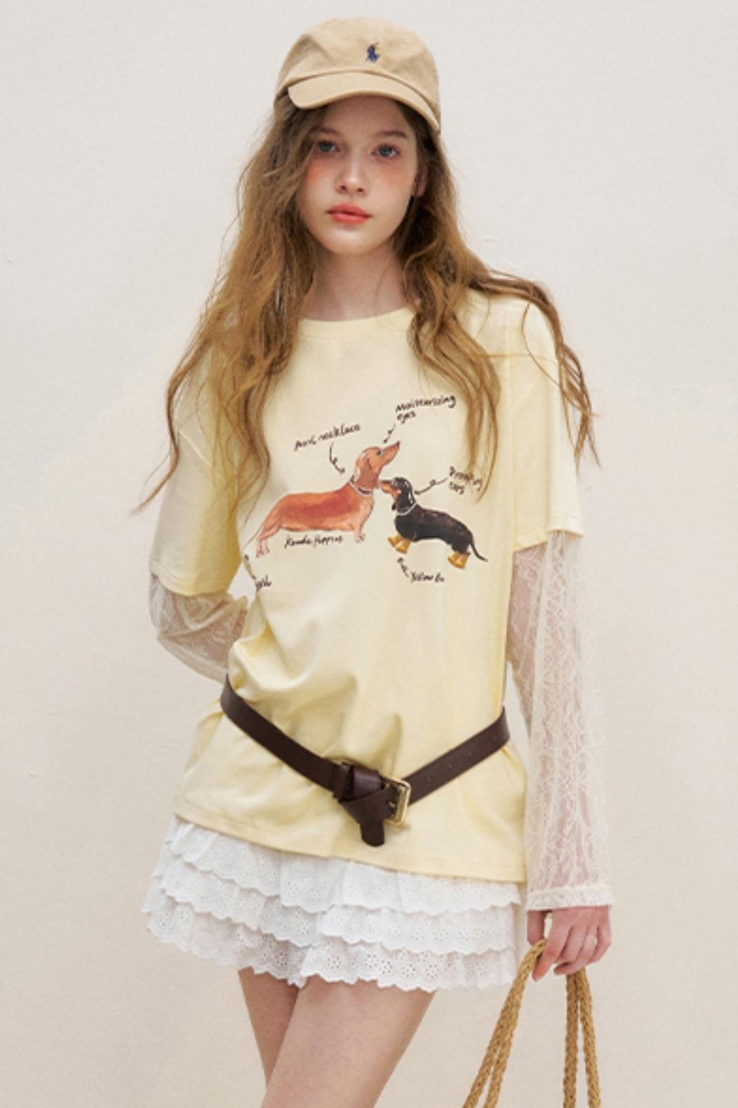 Faux Lace Spliced Tee