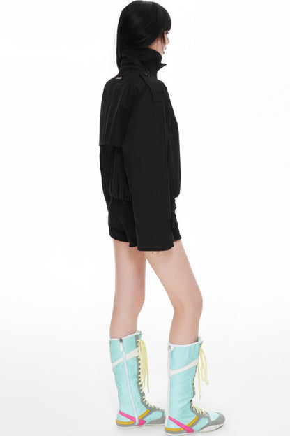 Stand Collar Turtleneck Trench Coat