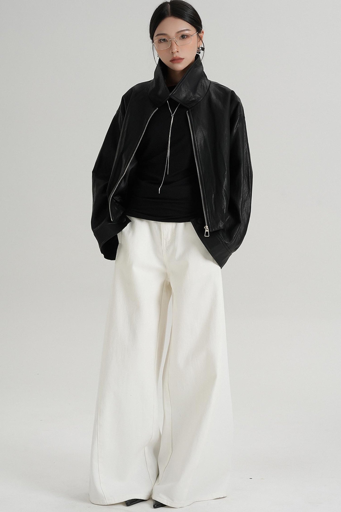 Cropped Leather Jacket