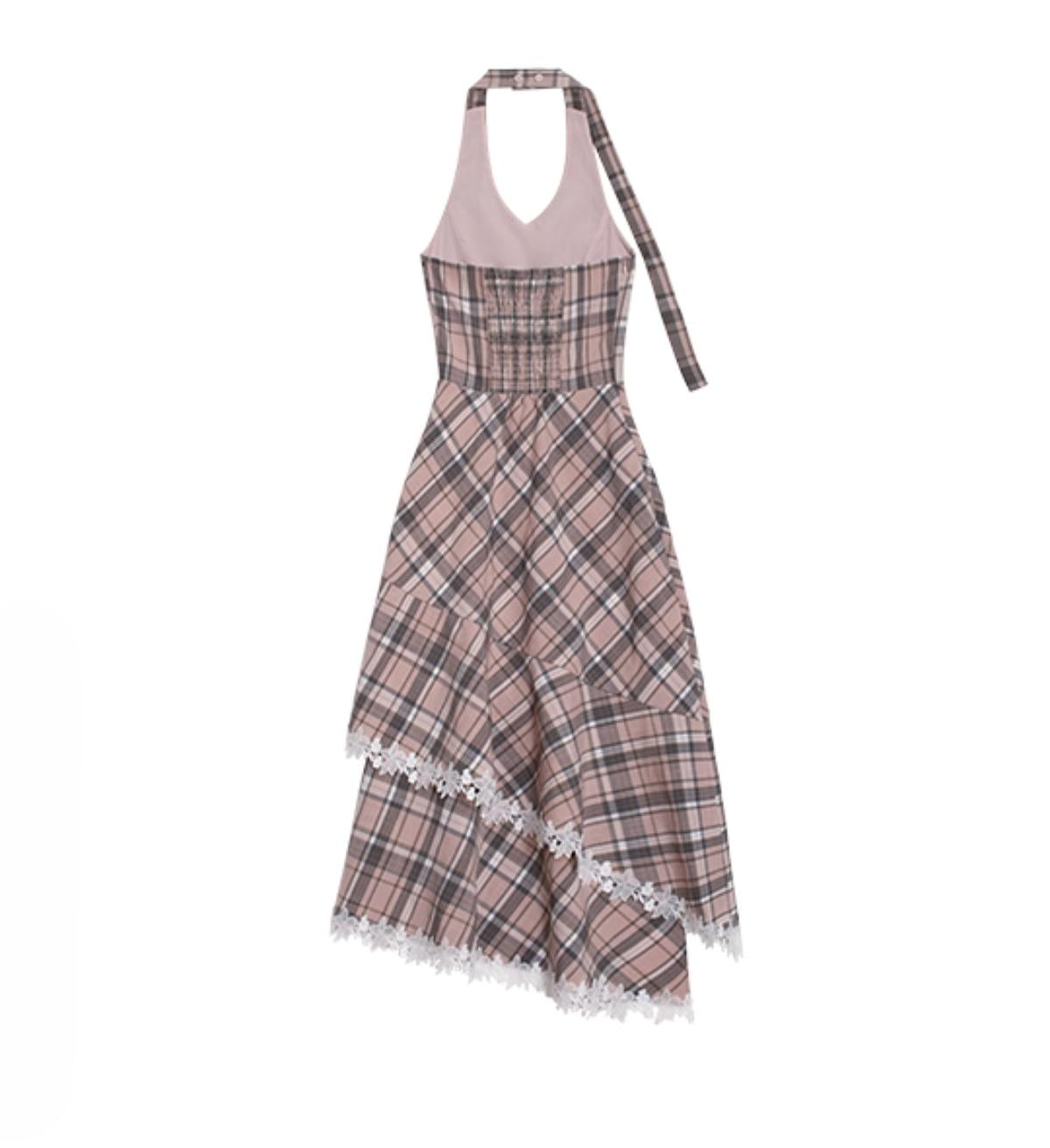 Grey Cherry Plaid Dress