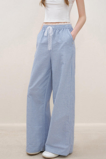 Lace-Trimmed Wide-Leg Trousers