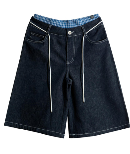 Retro Plaid Wide-Leg Summer Jeans