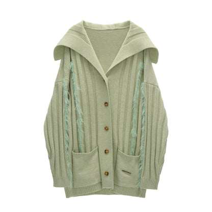 Lapel Knitted Loose Sweater Jacket