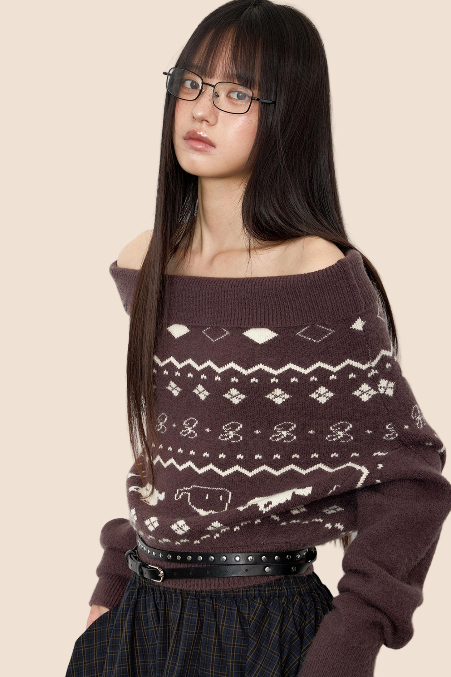 Vintage Lazy Shoulder Sweater