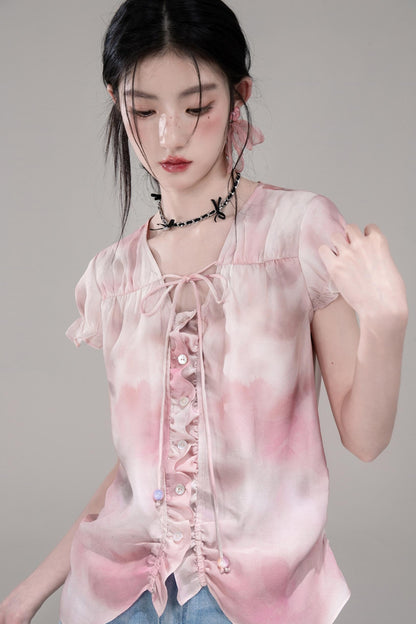 Smoky Haze Bubble Sleeve Top