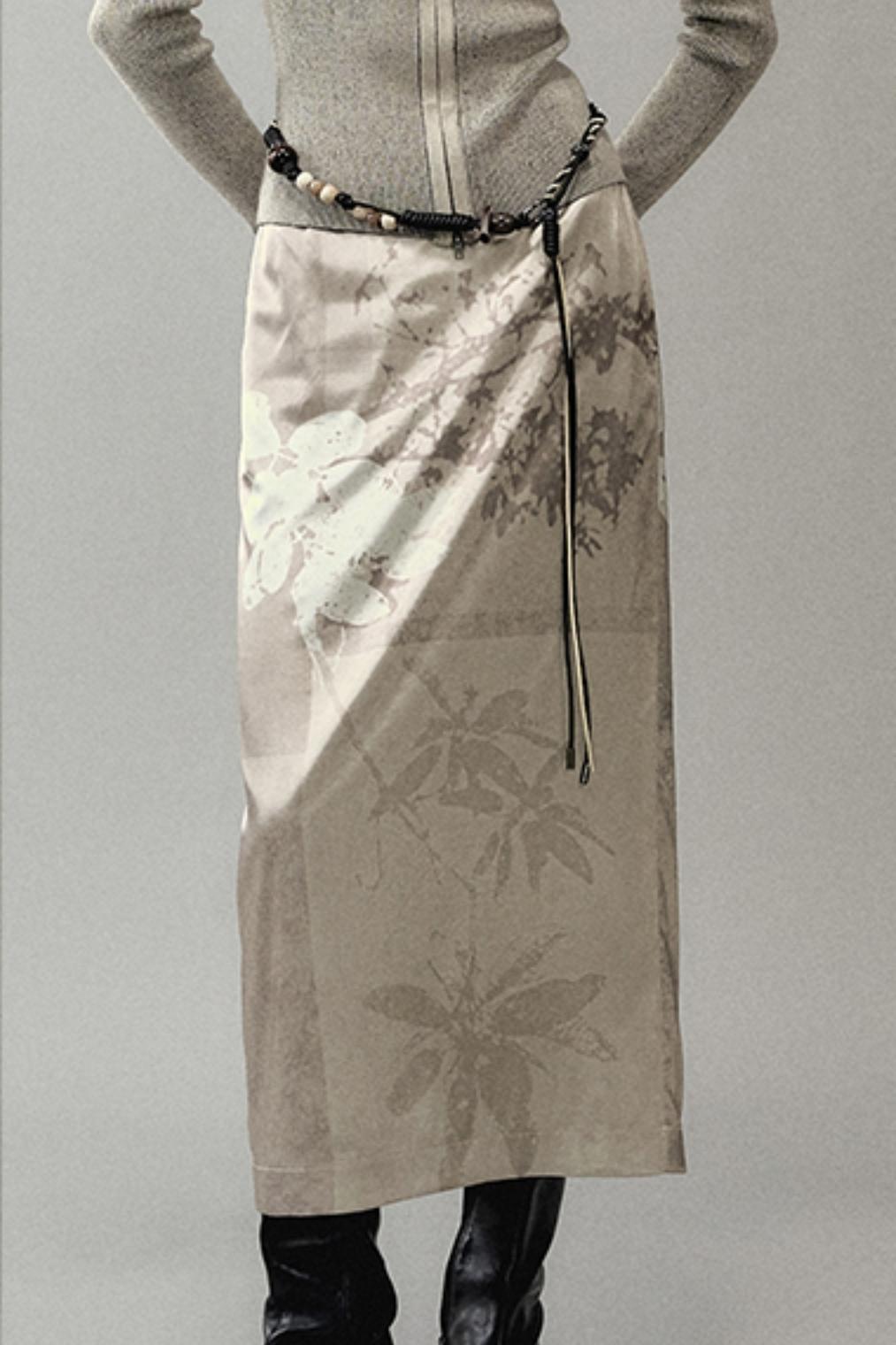 National Style Shadow Print Skirt