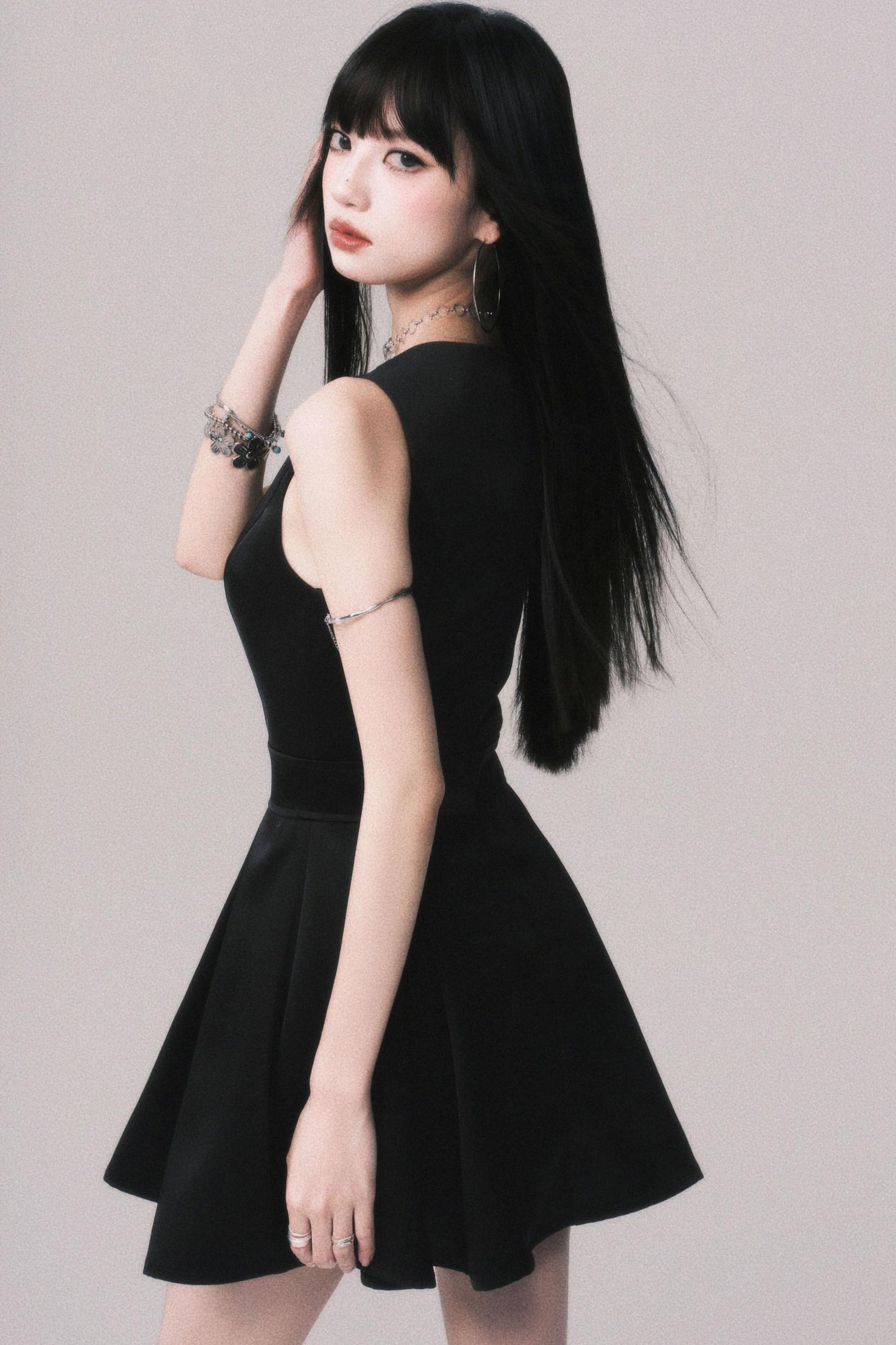 Korean Hepburn Black Summer Dress
