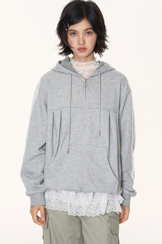 Lace Webbing Hoodie Top