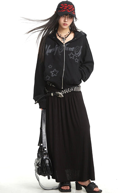 Hip Covering A-Line Long Skirt