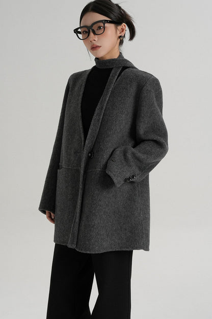 Elegant Mid-Length Wool Suit Coat