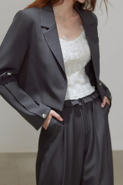 Autumn Gray Blazer Suit Set-Up