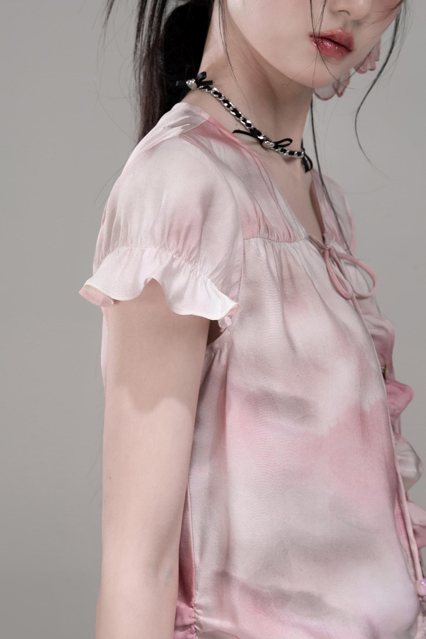 Smoky Haze Bubble Sleeve Top