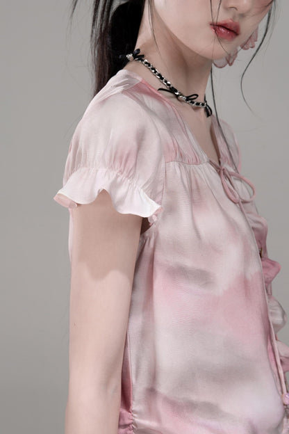 Smoky Haze Bubble Sleeve Top