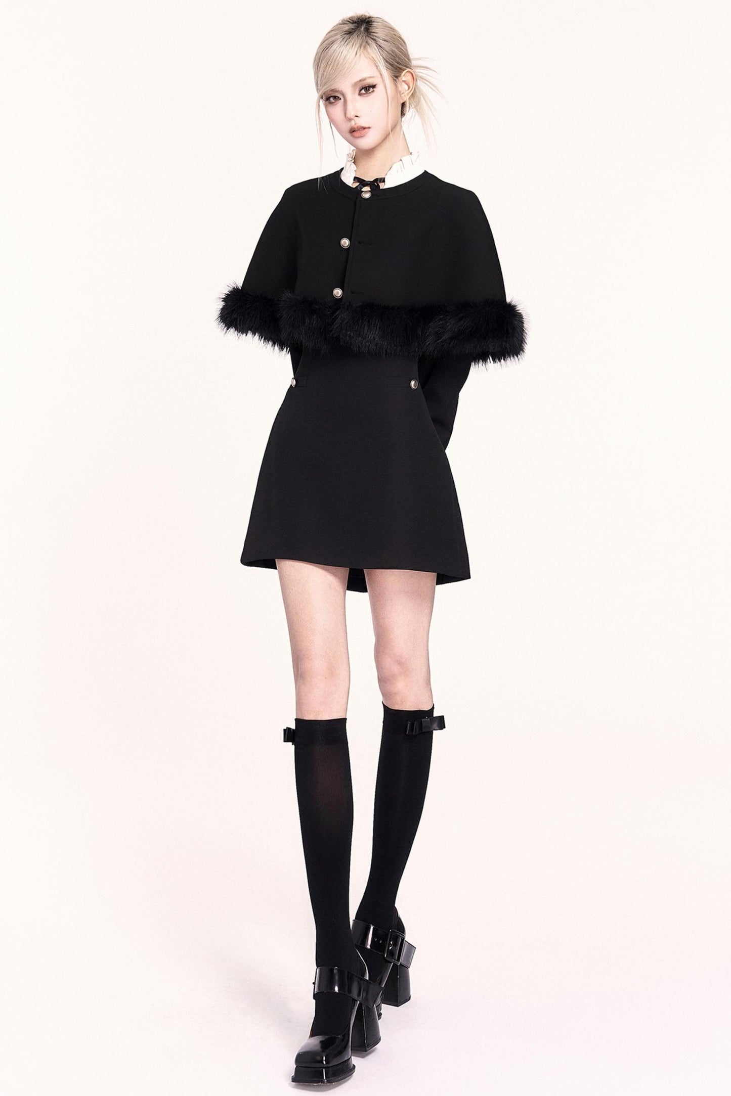 Atmospheric Woolen Shawl Dress Set-Up