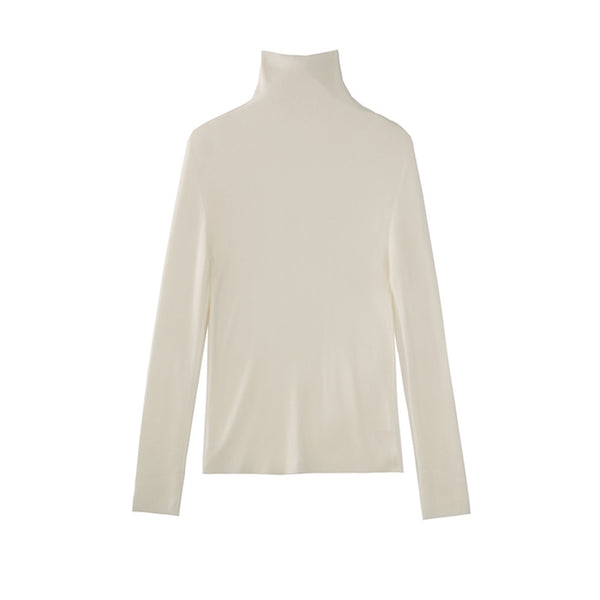 울 파일 칼라 슬림 니트 탑 