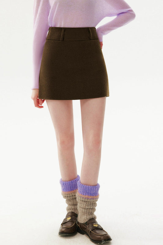 Brown Retro Woolen Skirt