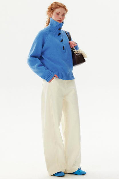 Light Bean Green Toggle Sweater