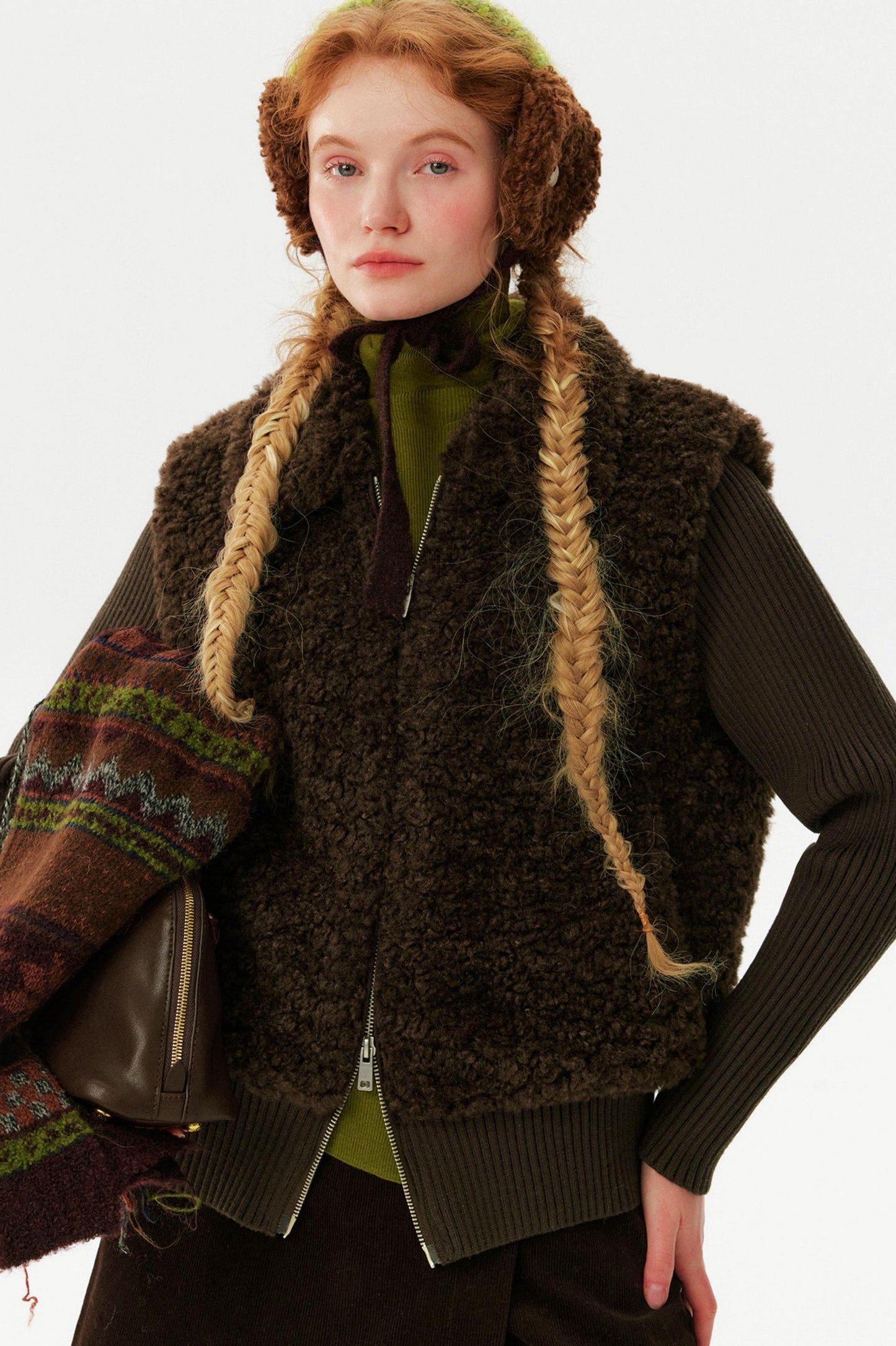 Knitted Patchwork Shearling Jacket