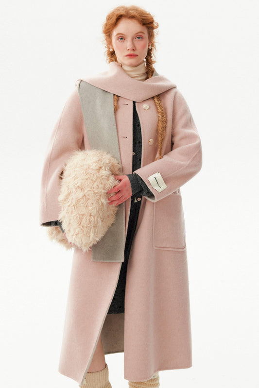 Silk Wool Reversible Scarf Coat