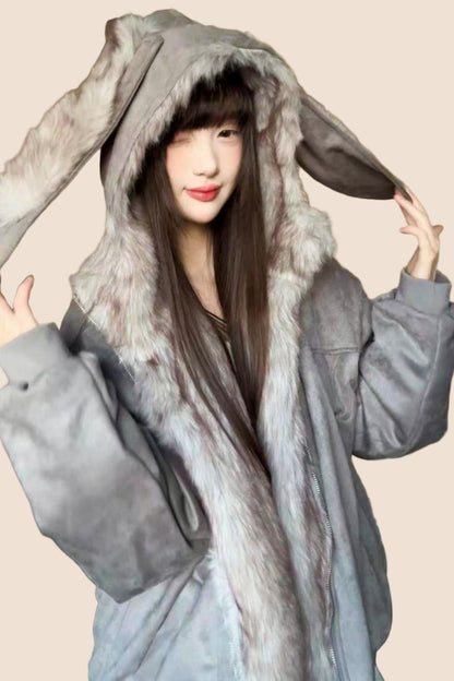 Hooded Bunny Ear Cardigan Jacket