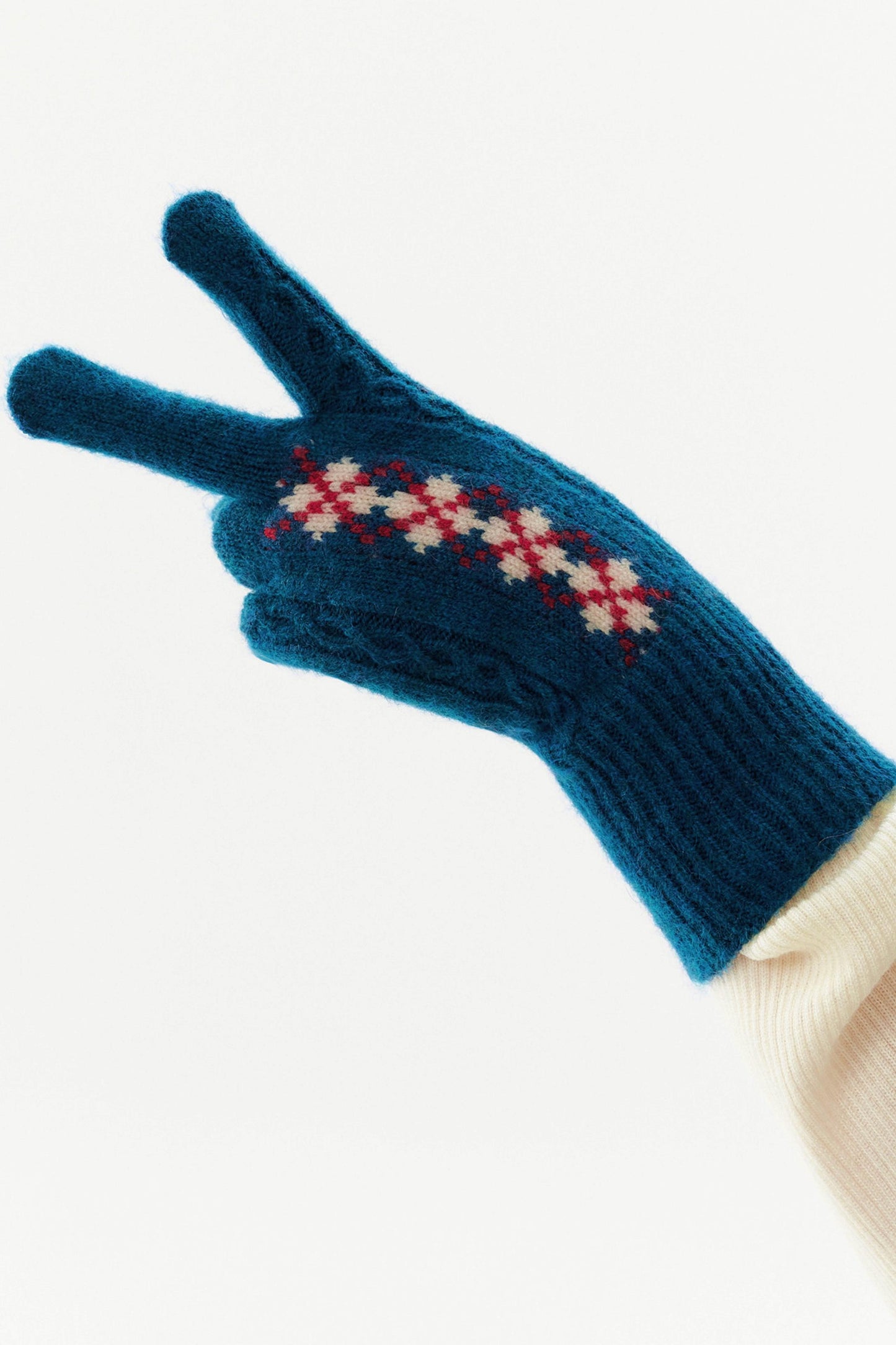 Fair Isle Wool Knit Gloves