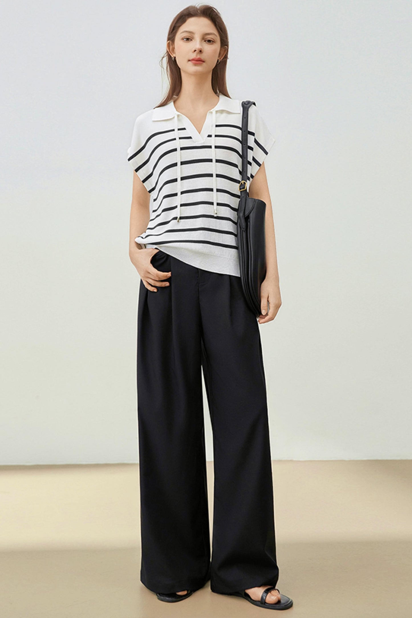 Striped Knit Polo Sweater