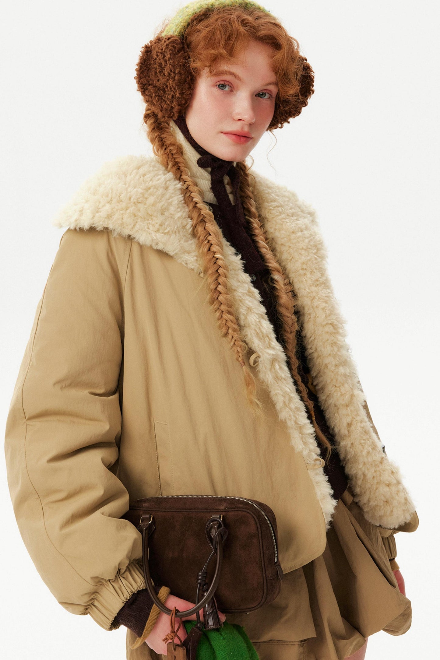 Toggle Button Fur Collar Parka Jacket