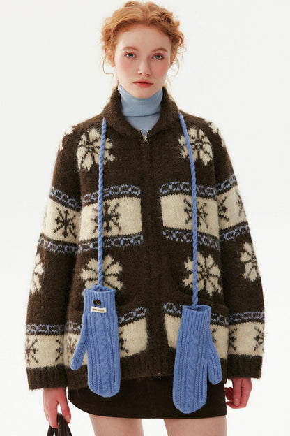 Retro Snowflake Zipper Jacket