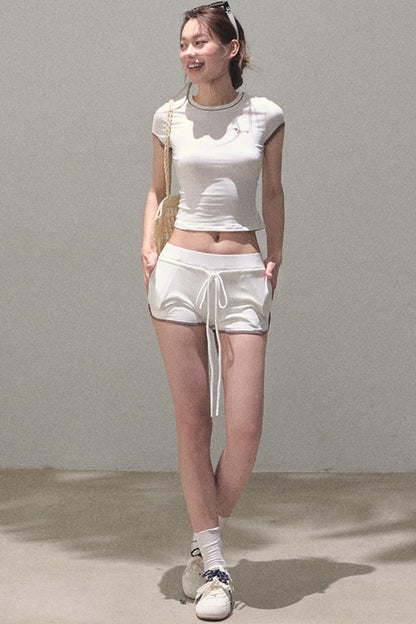 Colorblock Lace-Up Top Set-Up