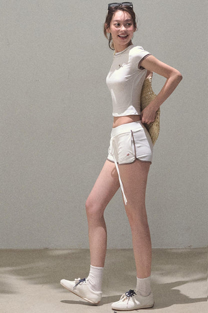 Colorblock Lace-Up Top Set-Up