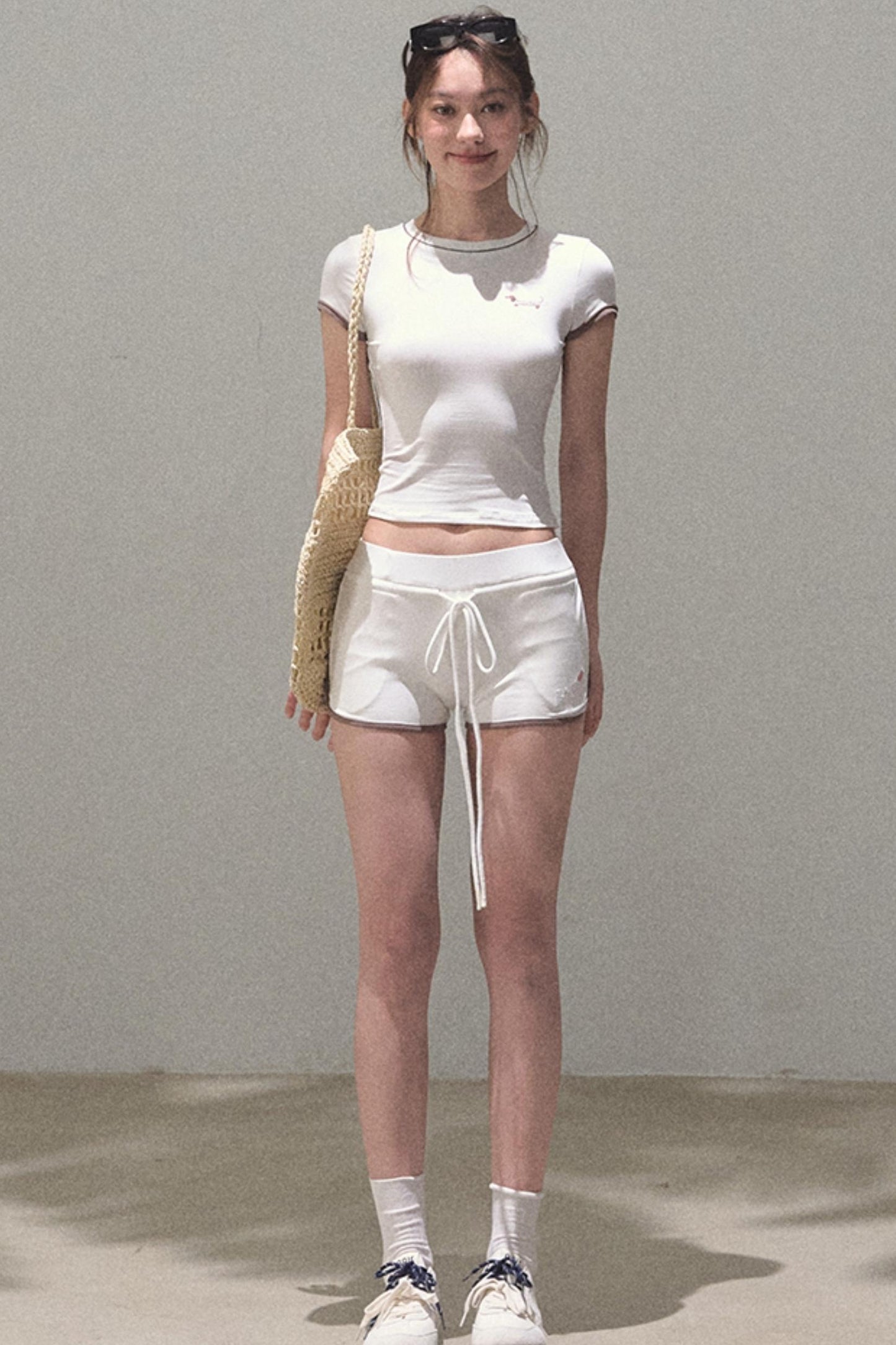 Colorblock Lace-Up Top Set-Up