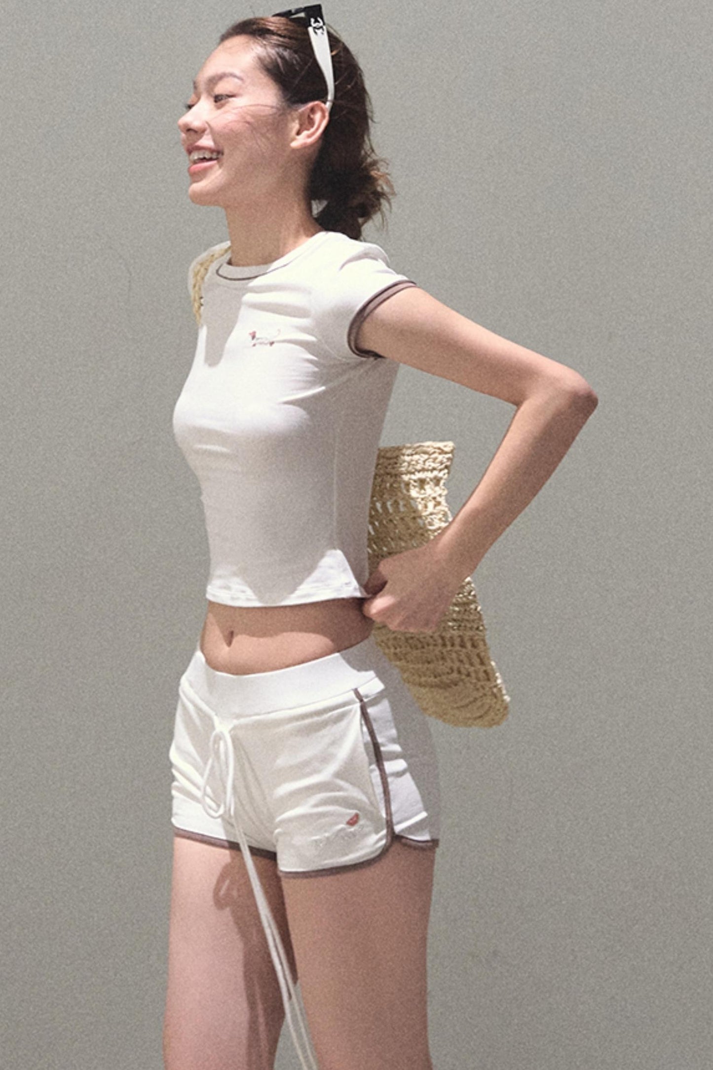 Colorblock Lace-Up Top Set-Up