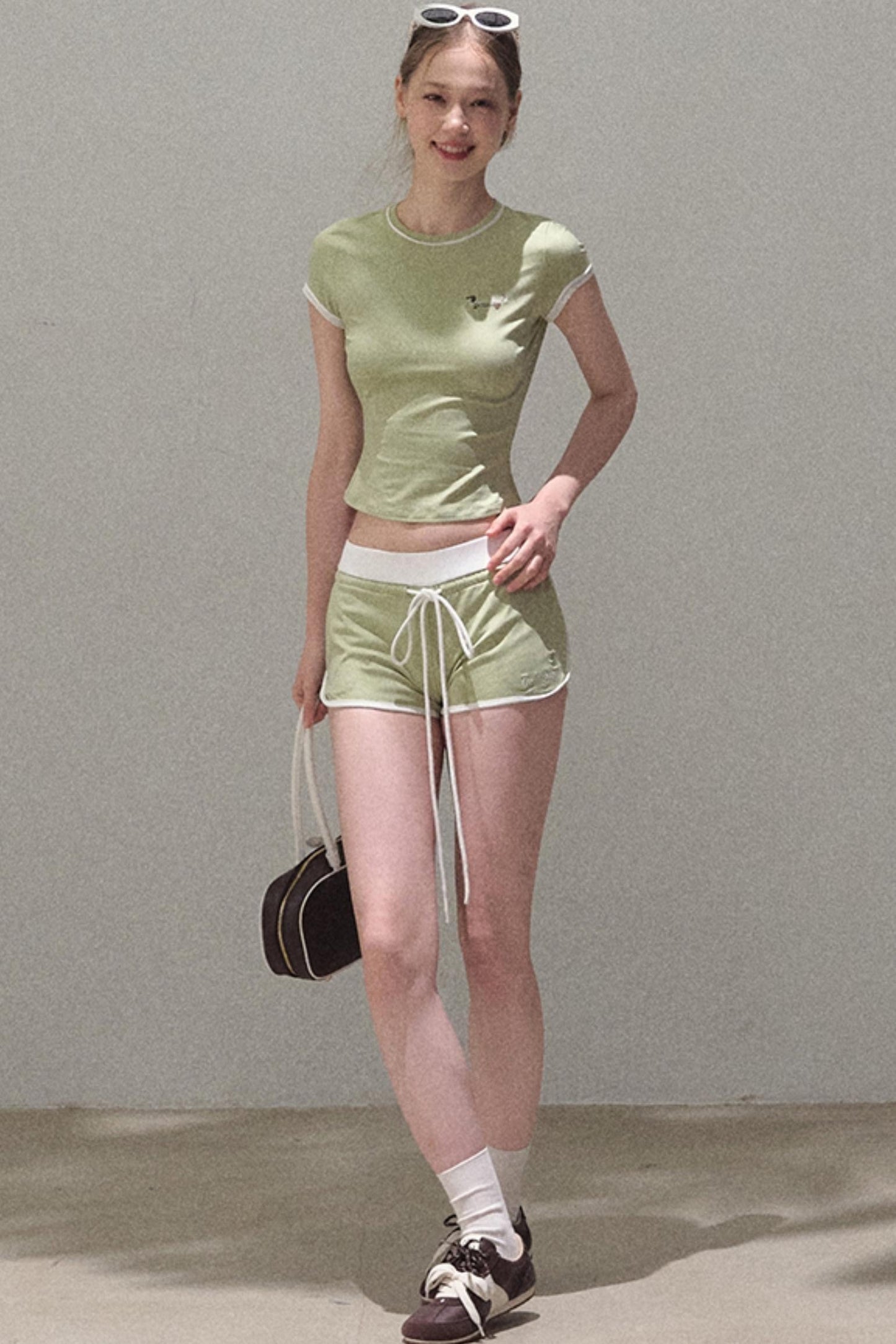 Colorblock Lace-Up Top Set-Up