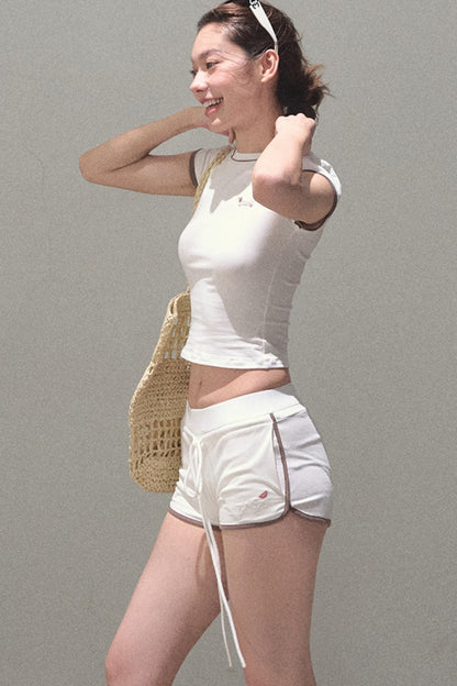 Colorblock Lace-Up Top Set-Up