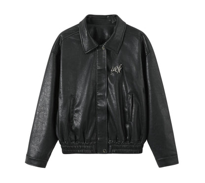 Black Leather Jacket & Butterfly Slip Dress Set-Up