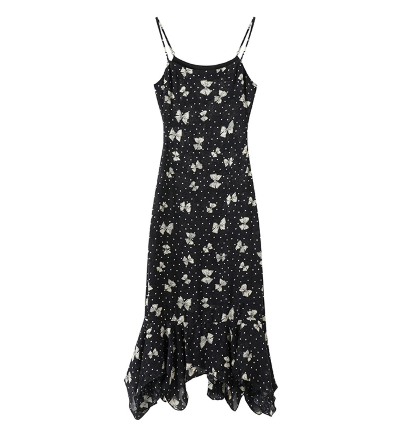 Black Leather Jacket & Butterfly Slip Dress Set-Up