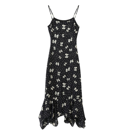 Black Leather Jacket & Butterfly Slip Dress Set-Up