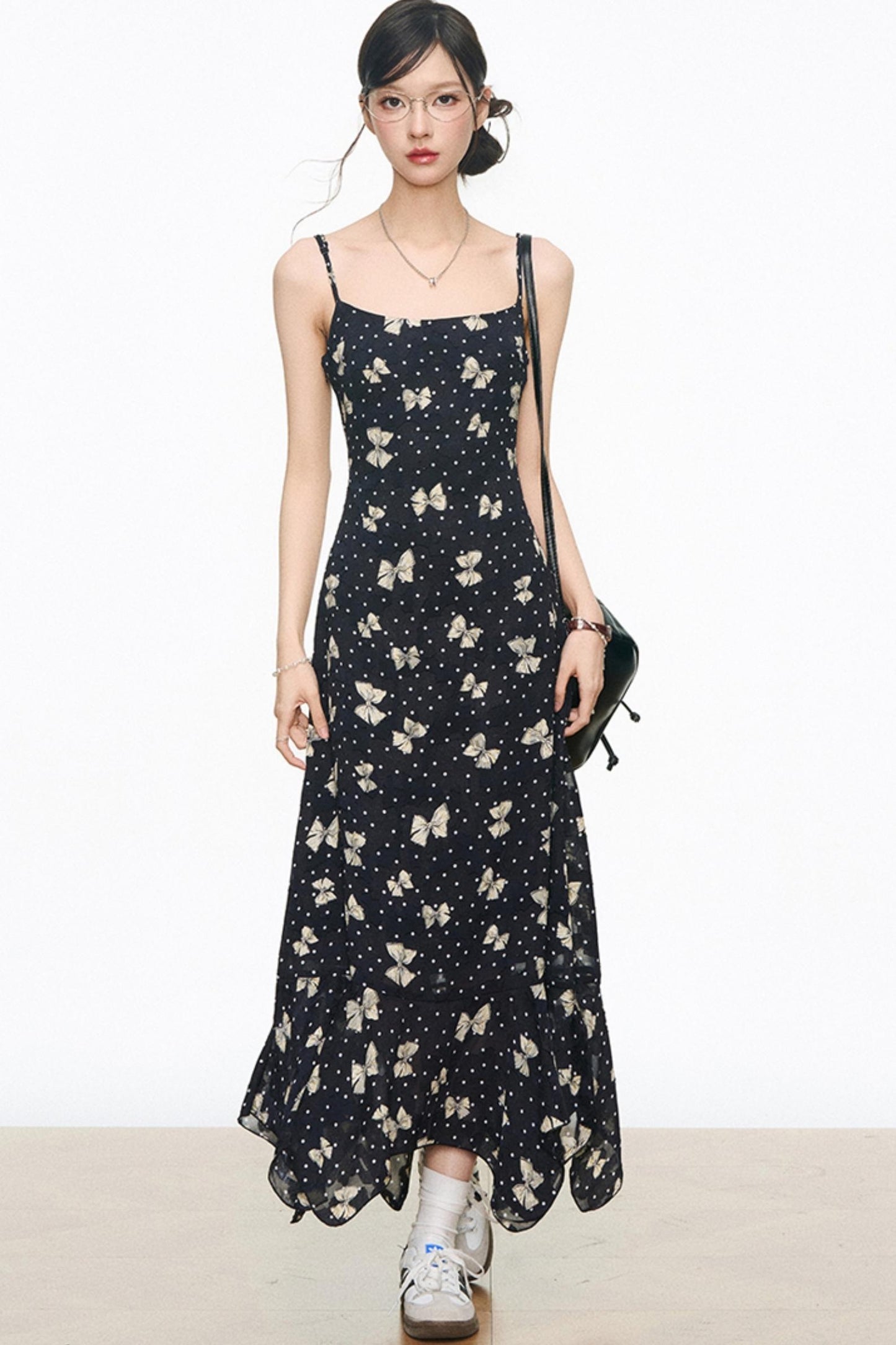 Black Leather Jacket & Butterfly Slip Dress Set-Up